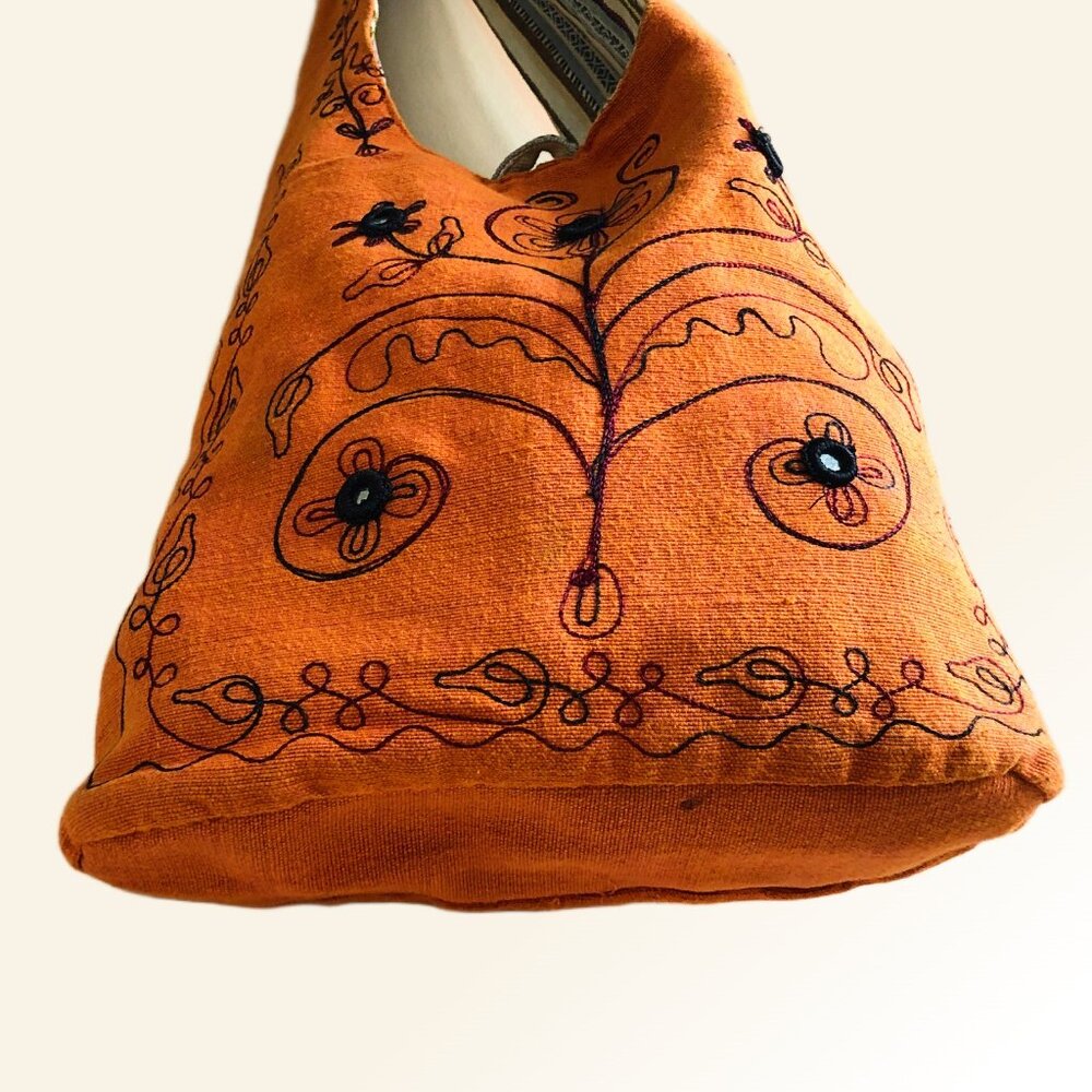 Earth Divas Reversible Boho Embroidered Hobo Bag - Picture 8 of 15